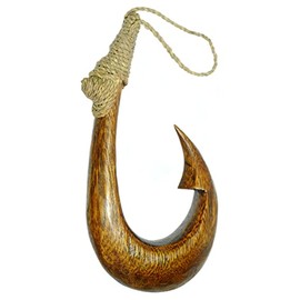 6" Hand Carved Wood Hawaiian Makau Fish Hook