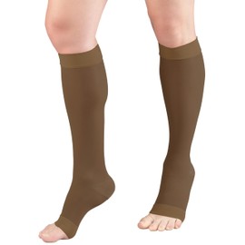 Truform Truform Sheer Compression Stockings, 15-20 mmHg, Women's Knee High Length, Open Toe, 20 Denier, Espresso, 3X-Large
