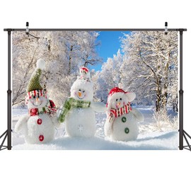 LYWYGG 8x6FT Christmas Backdrop Snow Backdrop Winter Snowman Backdrop Children Photography Background Christmas Photo Backdrop Foldable Photography Backdrops CP-88-0806