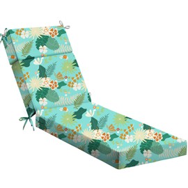 Uthem Waterproof Chaise Lounge Cushions, 72x21x3 Inch Outdoor Lounge Chair Cushion High-Density Foam Fade Resistant Patio Sun Lounger Pad Replacement with Removable Covers and Ties, Turquoise Leaves
