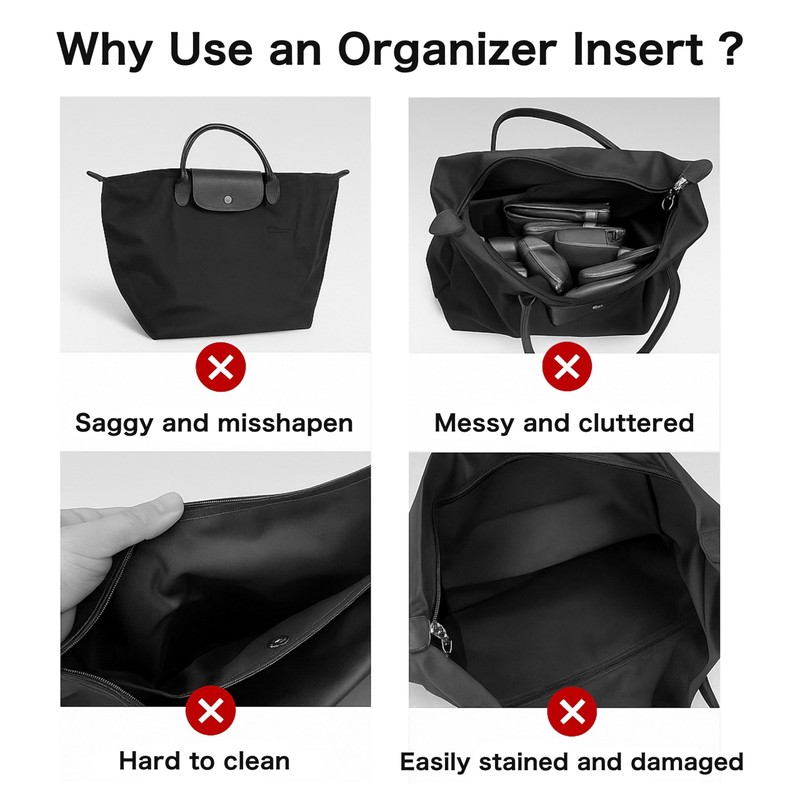 ATSEKTZ Purse Organizer Insert for Longchamp Le Pliage Tote Bag,