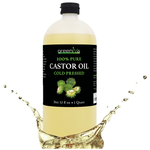 GreenIVe Castor Oil Organically Grown 100% Pure 32oz Bottle Cold