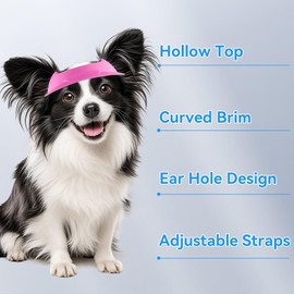 Enjoying Dog Hat with Ear Holes, Dog Sun Hat Adjustable Outdoor Four Seasons, for Small to Medium Dogs 16.5-27.5 lbs Walking Cycling, Pink
