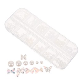 WOONEKY Nail Art Charms Set Small Pearl Studs Butterfly Nail Charms Bulk for Manicure