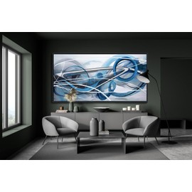 YDYSUNE Framed Blue Abstract Wall Art - Modern Canvas Wall Art for Living Room - White Pictures Wall Decor - Extra Large Decor for Bedroom Office - Framed Artwork for Walls 20x40IN