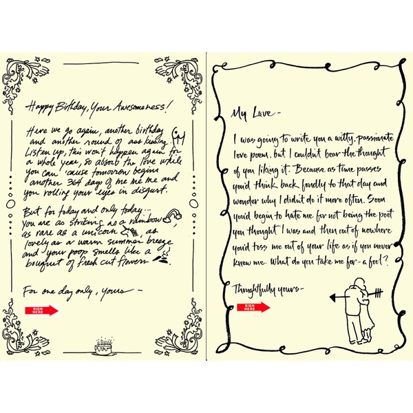 Quiplip Handwritten Yours Truly Birthday Cards, 6-Pack (YT02146PCK)