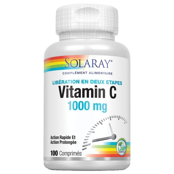 Solaray Vitamine C Libération en Deux Étapes 1000 mg en comprimés, 100 tablets