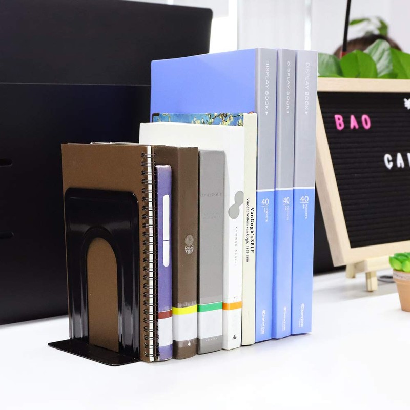 Jekkis 20pcs Metal Bookends for Shelves, 6.6"x 5.7"x 5" Black