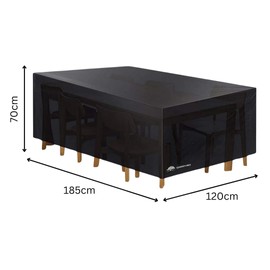 Garden Mile Garden Furniture Covers - Waterproof 185x120x70cm Heavy Duty Oxford Fabric Outdoor Patio Table Cover for Chairs and Table UV Resitiant, Tear Proof , Wind Resistant