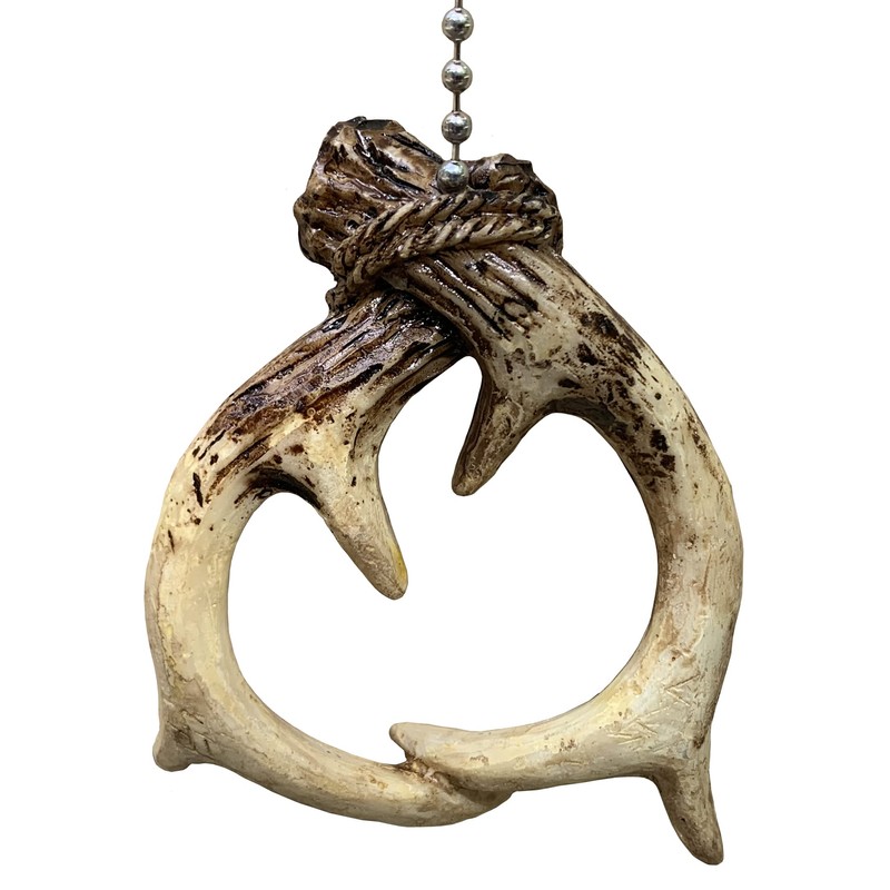 Jumbo Double Antler Ceiling Fan & Pull Chain - Rustic