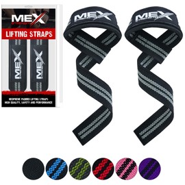 Mexstrength Weightlifting Straps for Lifting, Powerlifting, Bodybuilding, Strength Gym Training, Deadlift, Neoprene Padded Lifting Straps (Gray)