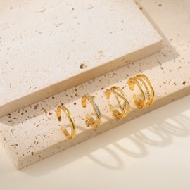 LOFITOR 4PCS Toe Rings for Women Gold Adjustable 14K Gold Filled Toe Ring Set Simple Cute Thin Band Hawaiian Beach Summer Foot Jewelry Waterproof Gold Toe Rings Fashion