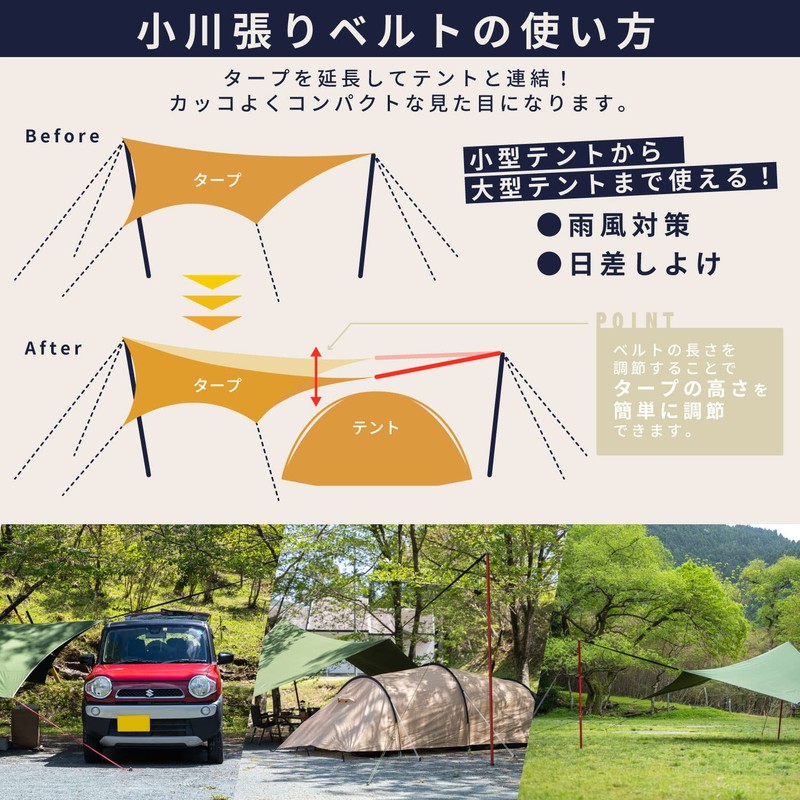 DaLaCa Small Pitch Tarp Extension Belt Setting Tape One-Touch Length