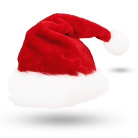 AUXHCYL Christmas Hat, Plush Santa Hat Adult with Soft Liner, Red Santa Hat, Santa Hat for Men and Women, Perfect for Christmas Parties