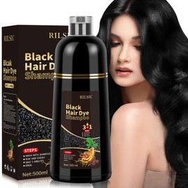 JELMOK Black Hair Dye Shampoo, Haarfärbeshampoo Schwarz für graues Haar Sofort-Haarfarben-Shampoo, haarfarbe Haarshampoos Schwarz, Hair Color Farbshampoo für Männer und Frauen (500ML) (Schwarz)