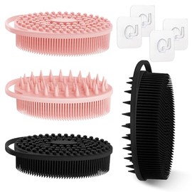 Juego de 4 esponjas de silicona suave para exfoliación suave y masaje del cuero cabelludo, cepillo de champú higiénico para niños, mujeres, piel sensi
