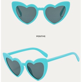 YOJUED Heart Sunglasses Vintage Cat Eyes Glasses Love Heart Shape Sunglasses Heart Glasses UV400 Protection, blue / grey