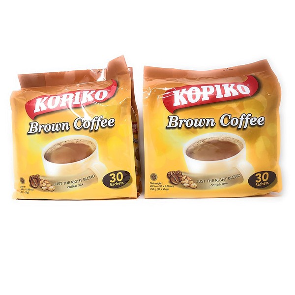 2 Packs Kopiko Instant 3 in 1 Brown Coffee - 30 Packets/Bag (26.5 Oz)