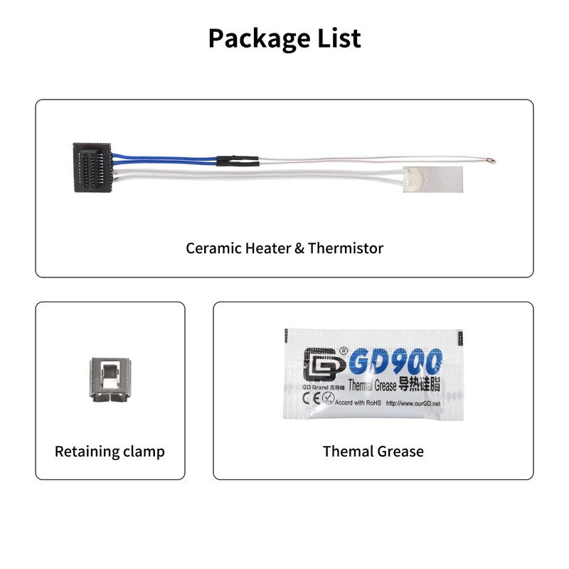 HICTOP Ceramic Heater and Thermistor for Bambu lab P1 Series