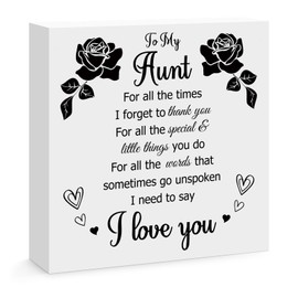 Aunt Gifts for Women Aunt Birthday Gifts from Niece Nephew To My Aunt Wooden Block Sign Home Bedroom Office Shelf Desk Table Decor Present for Auntie Christmas Mothers Day
