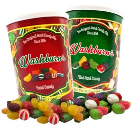 Old Fashioned Christmas Candy Assortment, Original and Filled Hard Candies, Bulk Tubs of Assorted Flavors for Bowl Fillers, Pack of 2, 15 Ounces