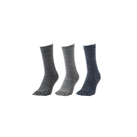 HOKARON Men's 5 Toes, Warm Pile to Fingertips, Moisture Absorption, Heat Generating, Antibacterial, Deodorizing, 9.8 - 11.0 inches (25 - 28 cm), Set of 3 Pairs, D charcoal/D grey/navy