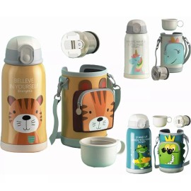 Termo Infantil Con Funda Portátil Vaso Térmico Niños 550ml