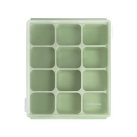 Silicone Baby Food Freezer Tray with Clip-On Lid – 12 Cubes, 100% Platinum Silicone, BPA Free, Made in Korea (Celadon Green)