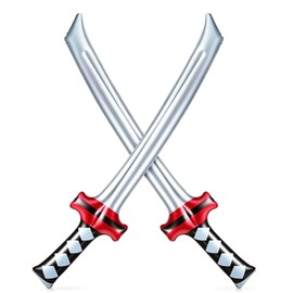 MEISH 2 Pcs Inflatable Ninja Sword Pvc Blow-Up Knifes Light Fake Weapons Stage Pirate Props Inflatable Toys Halloween Costume for Cosplay Supplies Birthday Theme Party