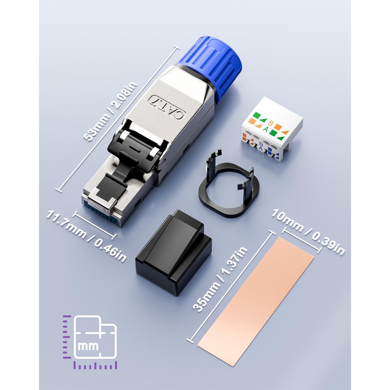 VCELINK Conector RJ45 sin herramientas, chapado en oro, conector Cat