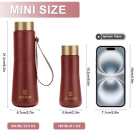 Metal Water Bottle 400ml/13.5oz Flask for Hot Drink, Insulated Stainless Steel Water Bottle Vacuum Flasks Cold Water Bottles(Red)