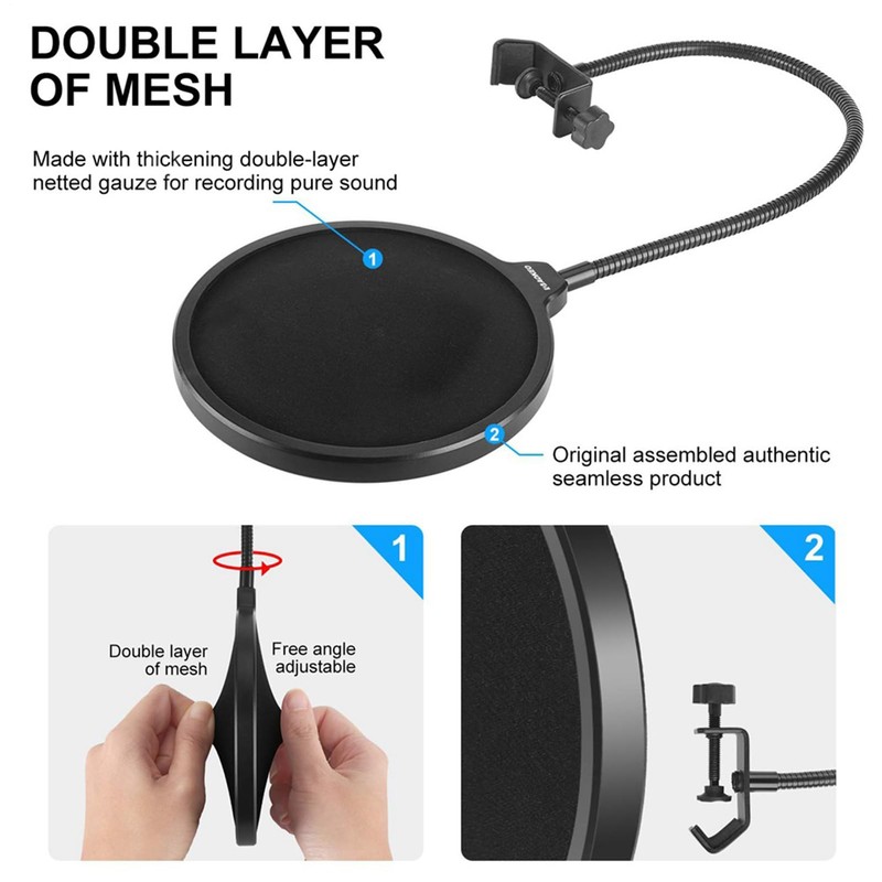 Pop Screen for Microphone | Studio Microphone Pop Shield -