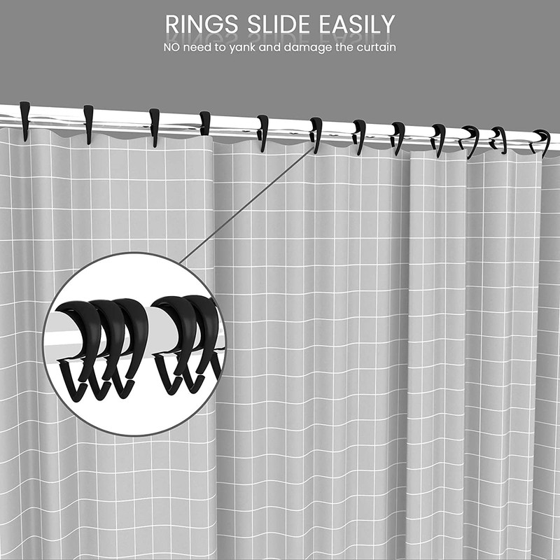 Qulable Shower Curtain Rings, 12 Pcs Plastic Hooks Drop-Shape Rings