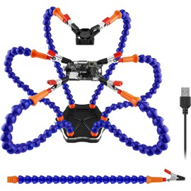 Multifunctional Soldering Tool Upgrade Flexible Help Hand Soldering Station Welding Repair Frame Soldering Tool 6 Hands 360 Degree Rotating Clip DC Fan