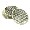 Set of 6 Coasters Flower of Life Birch Wood Diameter