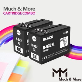 MM MUCH & MORE Compatible Ink Cartridge Replacement for HP 932 932XL 933 933XL use for Officejet 6100 6600 6700 7110 7510 7610 7612 Printers (2-Pack, Black)
