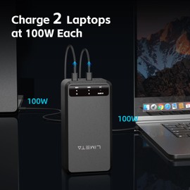 LIMETA 200W Multi-Port Charger, 140W USB C+100W USBC,24V DC Port, Compact and Portable Size,Efficient Heat Dissipation, Comprehensive Safety Protection, Dual-Channel Charging