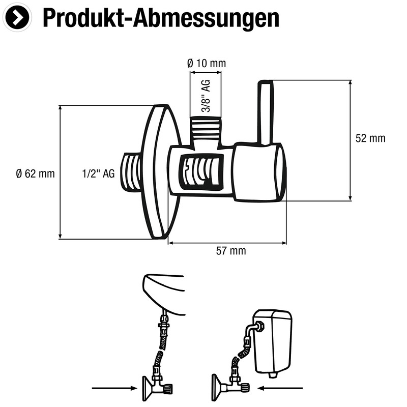 Cornat Designer Angle Valve - 1/2 Inch Male Wall Connection