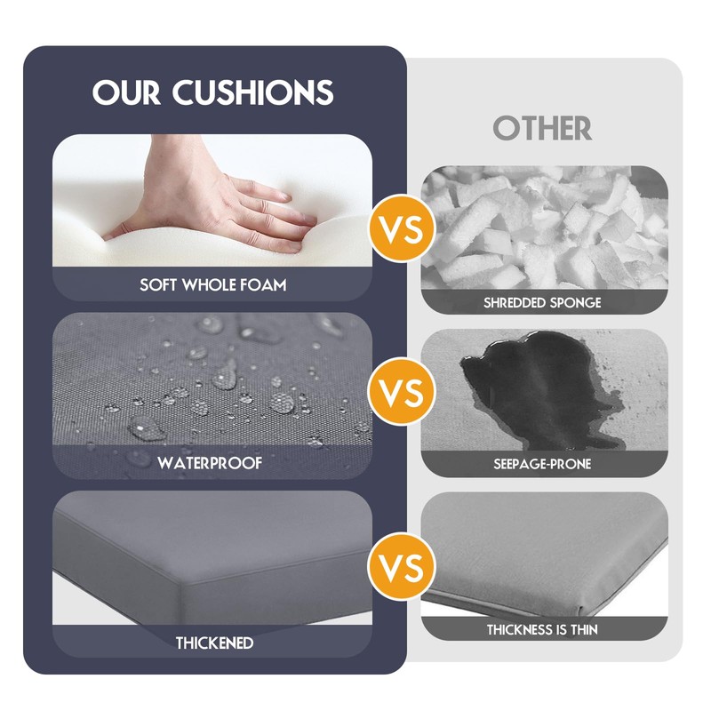 Uthem Outdoor High Back Chair Cushion, Waterproof Adirondack Rocking Chair