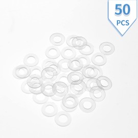Qjaiune 50 Pack M5 Nylon Washers Clear Flat Washer, 5mm ID 10mm OD 1mm Thickness Faucet Plastic Gasket, Metric Transparent Gasket Sealing Washer Spacer Flat Hose Washer for Water Pipe Water Hose