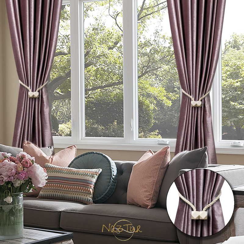 NazTur Magnetic Curtain Tiebacks- Upgrade 2022 with a Thicker Twist