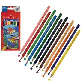 Faber-Castell Water Colour Pencils with Paint Brush, MULTICOLOUR, Box of 12, Triangular Grip, Draw Sketch Write, Pencil Colour Turns to Paint, School Home Classroom Use