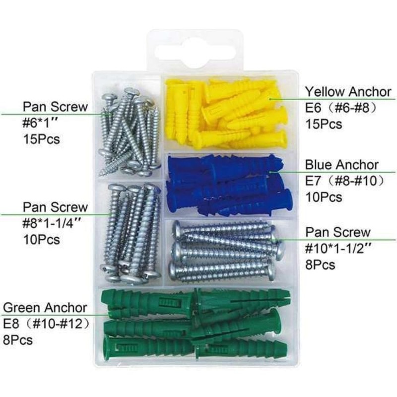 Itisyou 66pcs Board Anchor Screw Set 3 Different Sizes Anchor