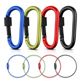 D-Ring Locking Carabiner, 4 Pcs D-Heavy-Duty Carabiner Clips, D-Shape Keychain Clips for Home, Camping,Caravan, Fishing, Hiking, Traveling, Sports Outdoors