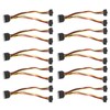 10Pcs SATA Power Adapter 15pin 1 Male to 2 Female