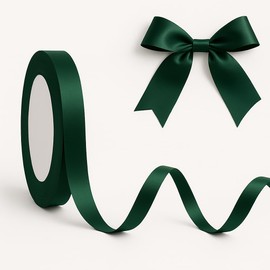 Green Ribbon for Gift Wrapping Classic Red Satin, 1/4 Inch, 25 Yards, Sheer Silk for Crafts, Hair, Balloons, Bows, Weddings, Birthdays, and DIY Sewing