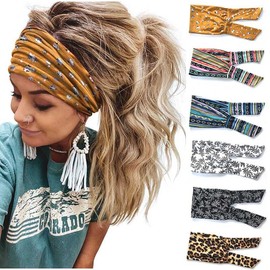 3PCS Women Elastic Yoga Headbands - Running Sport Knotted Hairband Hair Bands for Women (Style1, One Size)