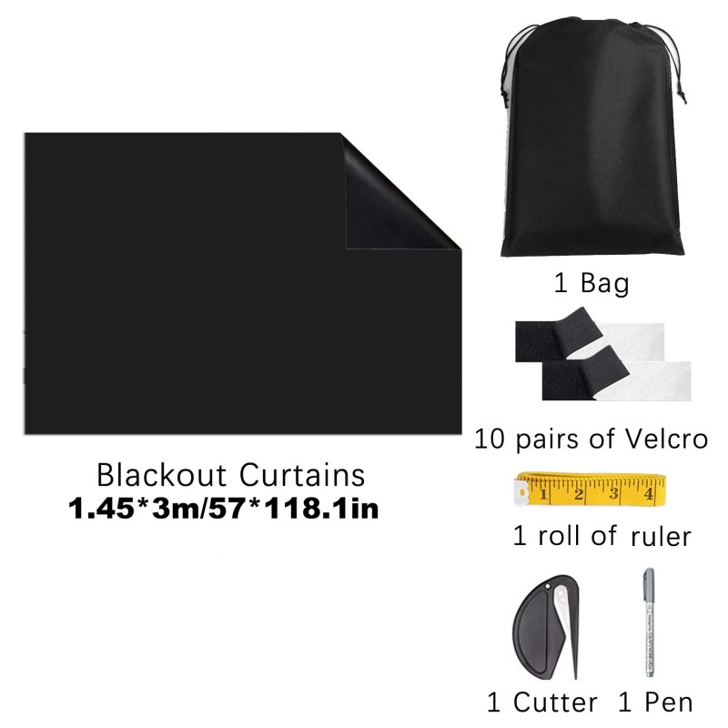 Unbranded Home Use Blackout Curtains Thermal Insulated Window Shades Black