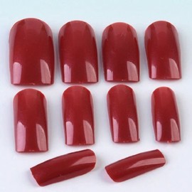 ENFORTEN 500pcs Dark Red ABS Plastic French Full False Fake Nail Tips Art Fashion Design