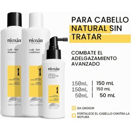 Nioxin Kit #1 de Crecimiento de Cabello, para Cabello Natural con Caída Moderada (3 Piezas: Shampoo 150ml + Acondicionador 150ml + Tratamiento 50ml)